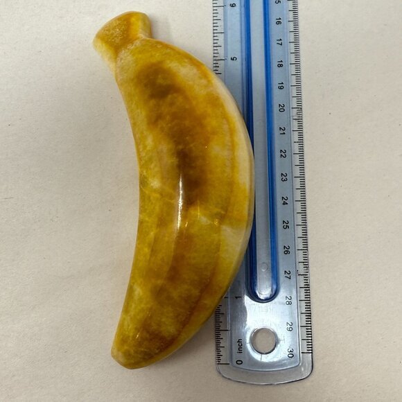 Alabaster Fruit Set of 4 Pieces Banana Apples Mango Stone Marble Vintage - Picture 10 of 16